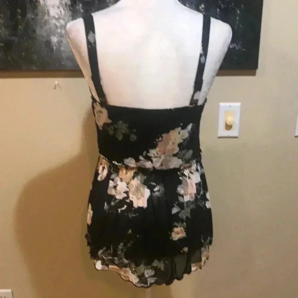 American Rag Floral Ruffled Adjustable Strap Layered Wrap Hem Camisole Top-L - Picture 2 of 13